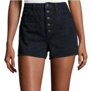 Helmut Lang Denim High Rise Button Fly Dark Wash Jean Shorts Designer Luxury 24